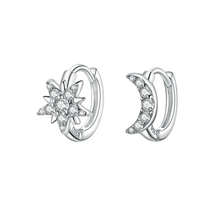 Cercei argint luna si stea placati cu rodiu [1]