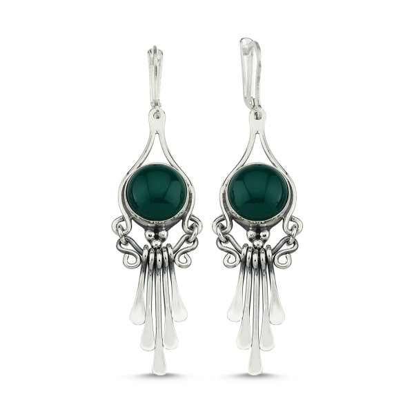 Cercei argint lungi cu agate verzi, handmade [1]
