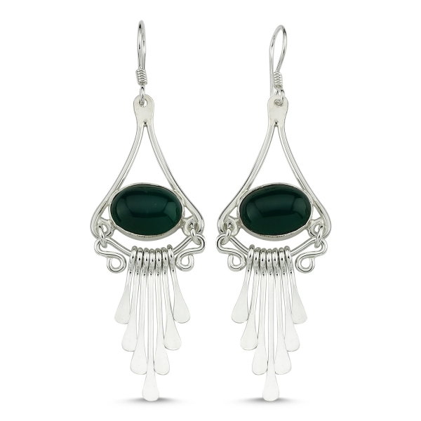 Cercei argint lungi cu agate verzi, handmade [1]