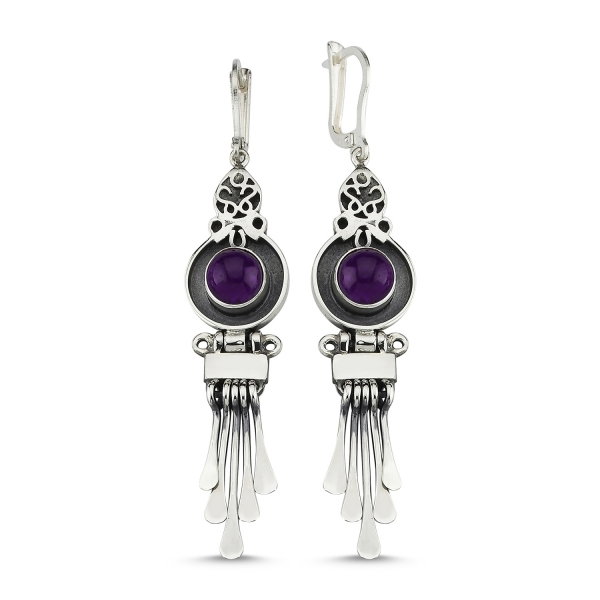 Cercei argint lungi cu ametist, handmade [1]