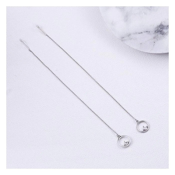 Cercei argint lungi cu cercuri placati cu rodiu [6]