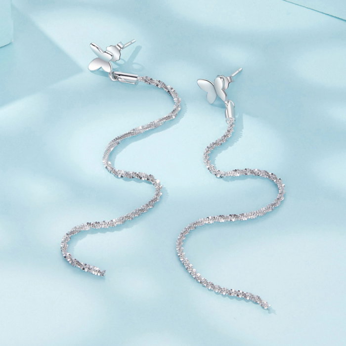 Cercei argint lungi cu fluturasi [5]