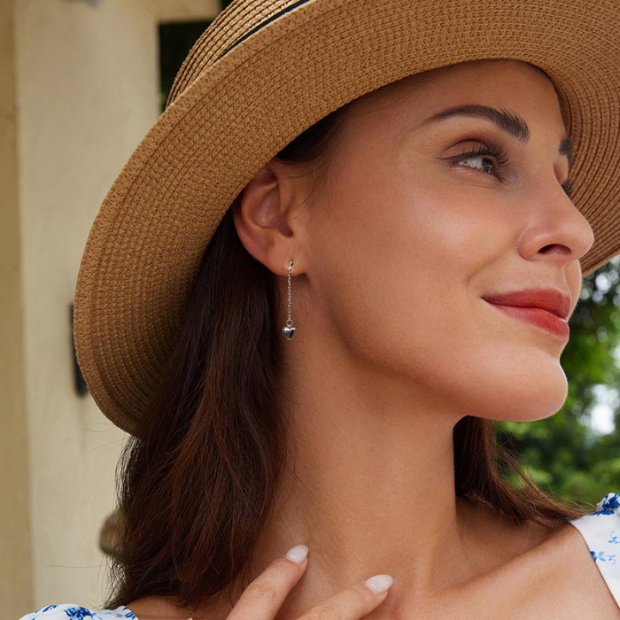 Cercei argint lungi cu inimioare [2]