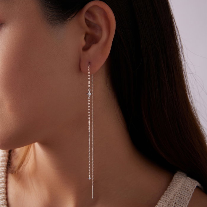 Cercei argint lungi cu Moissanit [10]
