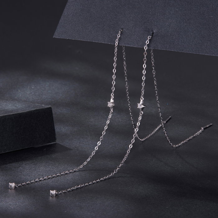 Cercei argint lungi cu Moissanit [2]