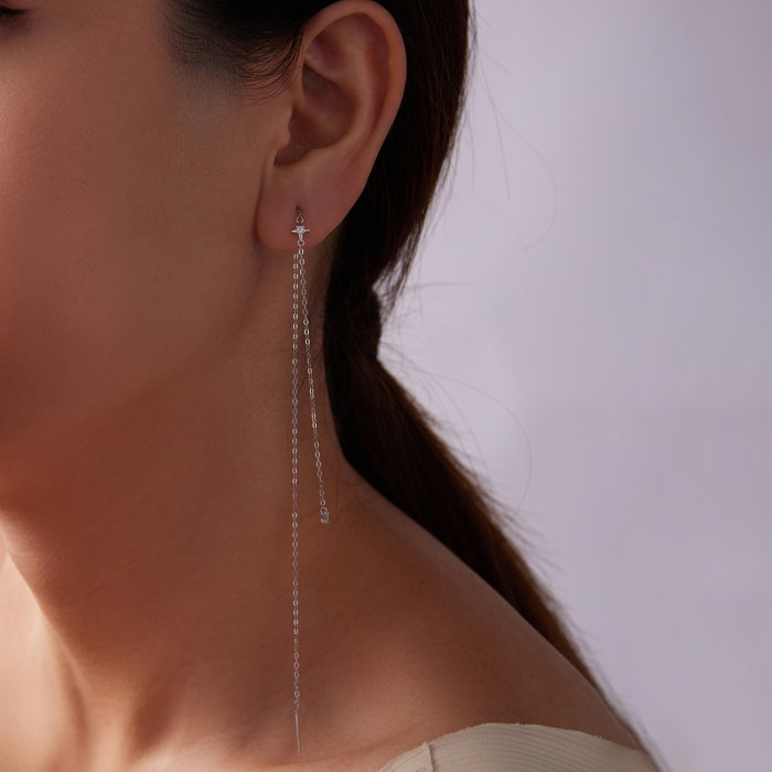 Cercei argint lungi cu Moissanit [6]