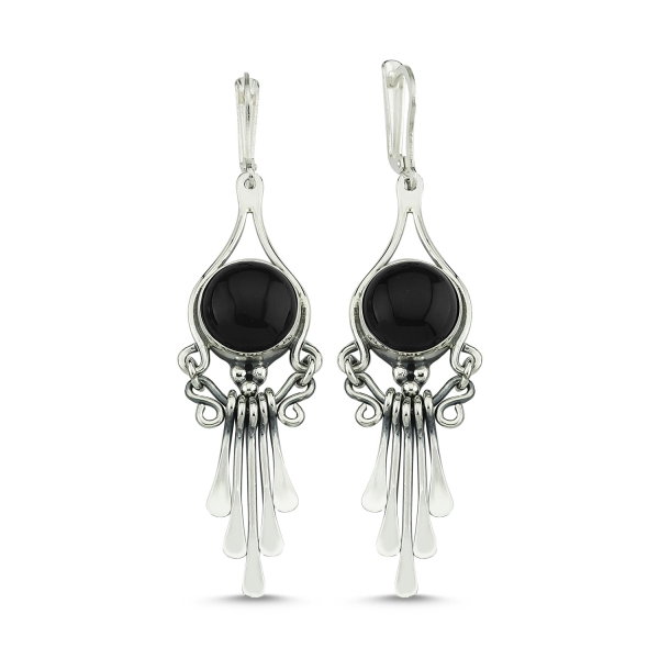 Cercei argint lungi cu onix, handmade [1]