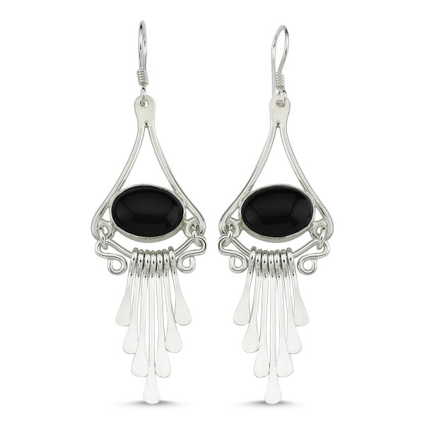 Cercei argint lungi cu onix, handmade [1]