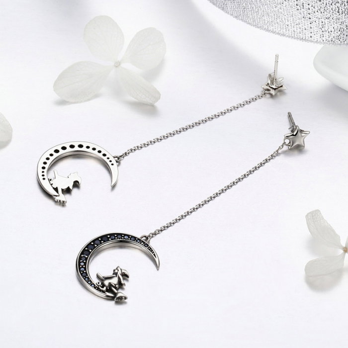 Cercei argint lungi cu semiluna si vrajitoare [5]