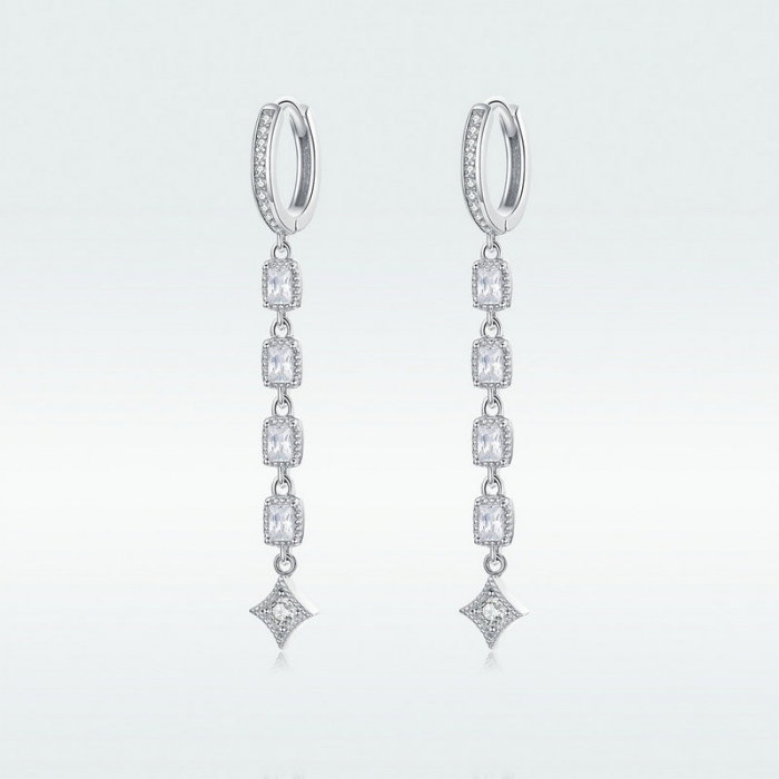 Cercei argint lungi geometrici placati cu rodiu [7]