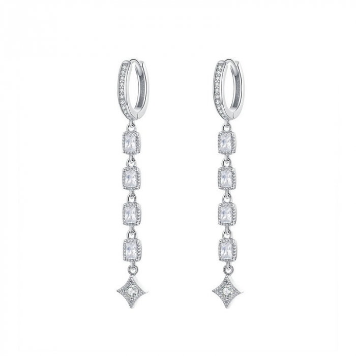 Cercei argint lungi geometrici placati cu rodiu [1]