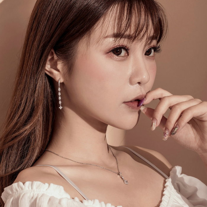 Cercei argint lungi geometrici placati cu rodiu [3]