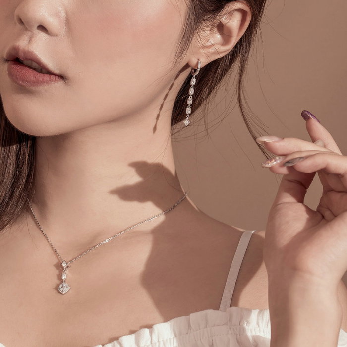 Cercei argint lungi geometrici placati cu rodiu [2]