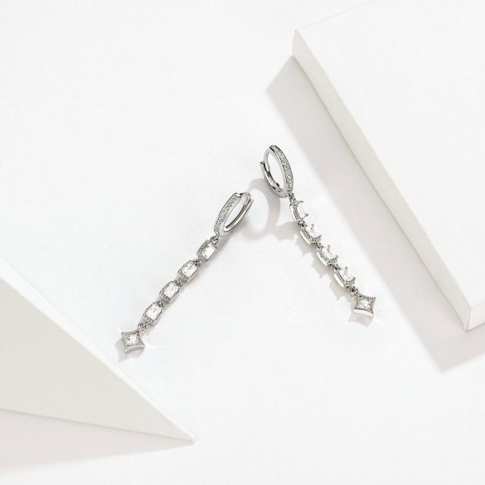 Cercei argint lungi geometrici placati cu rodiu [6]