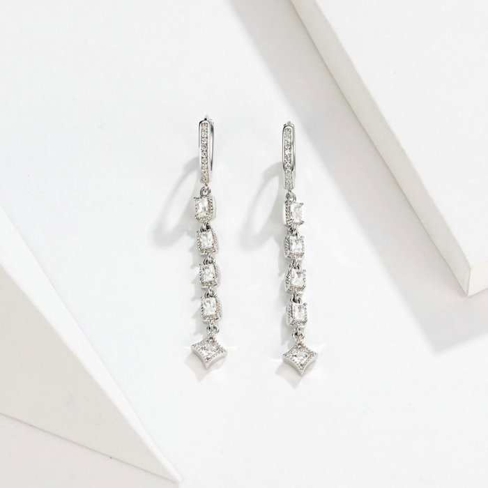 Cercei argint lungi geometrici placati cu rodiu [5]