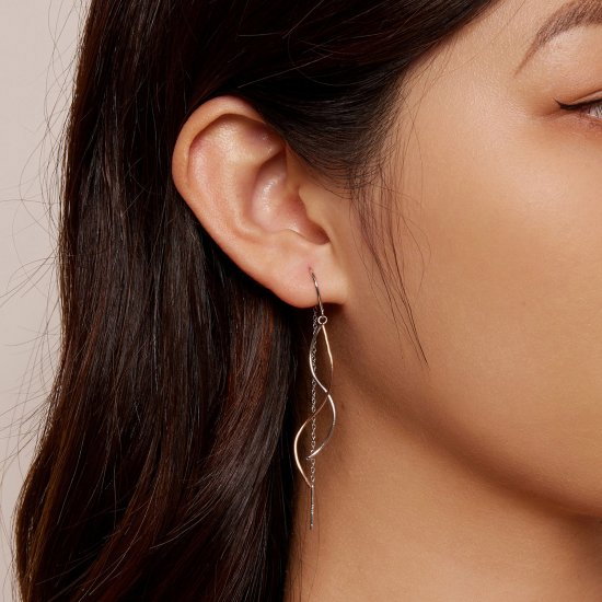 Cercei argint lungi valuri in doua culori [2]