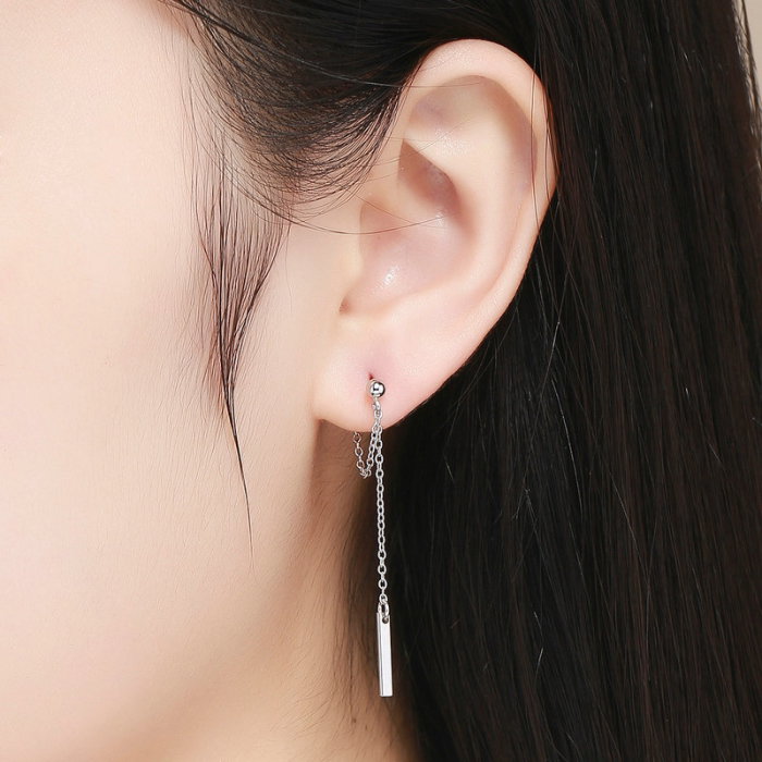 Cercei argint lungi placati cu rodiu [2]