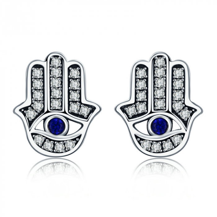 Cercei argint mana lui Fatima Hamsa [1]