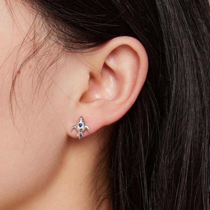 Cercei argint nava spatiala asimetrica [4]