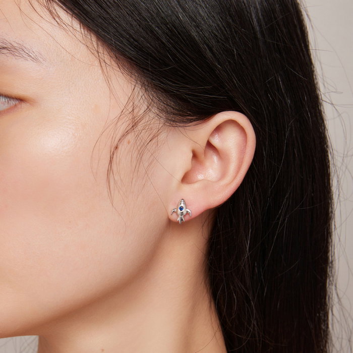 Cercei argint nava spatiala asimetrica [7]