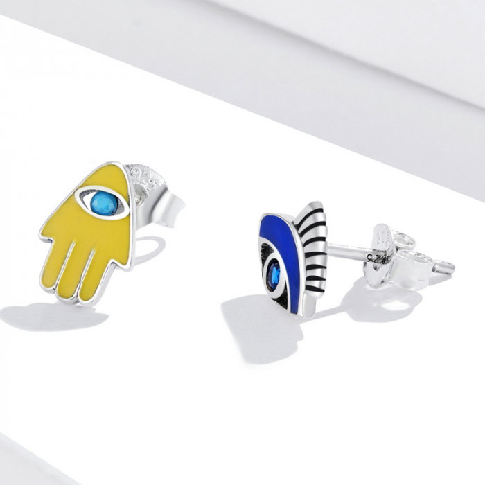 Cercei argint ochi de deochi si mana lui Fatima [2]