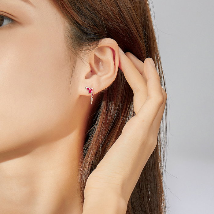 Cercei argint pestisori Koi rosii placati cu rodiu [6]