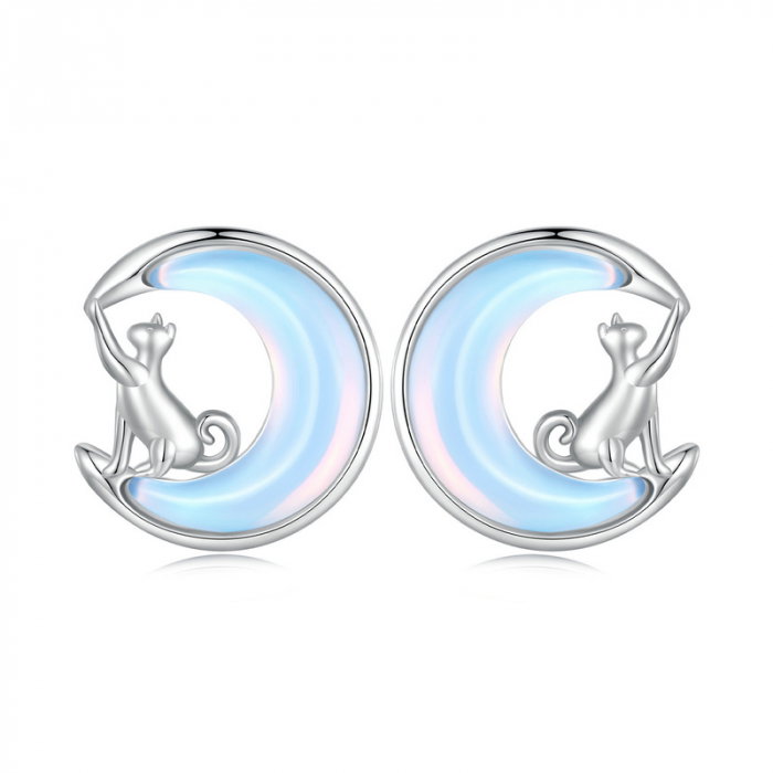 Cercei argint pisica si luna [14]