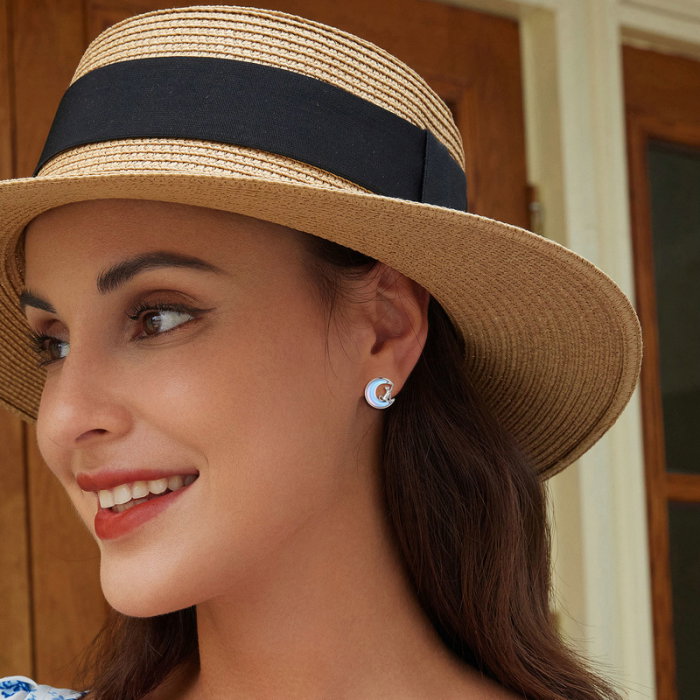 Cercei argint pisica si luna [4]