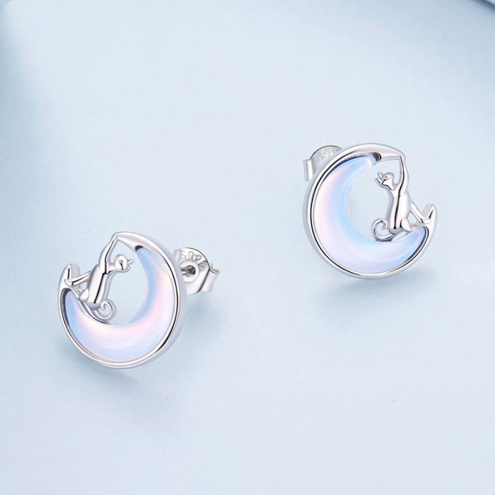 Cercei argint pisica si luna [5]