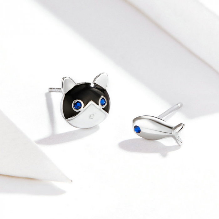 Cercei argint pisica si pestisor [4]