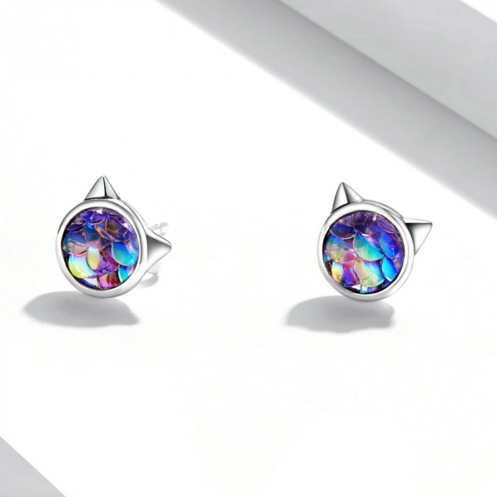 Cercei argint pisicuta cu solzi [6]