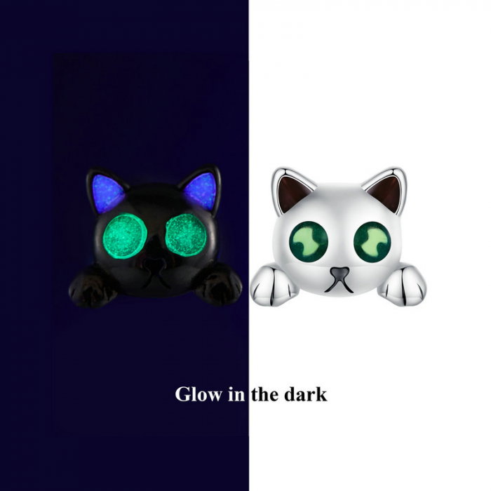 Cercei argint pisicute fosforescente [2]