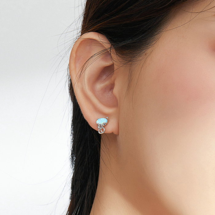 Cercei argint pisicute cu fundite placati cu rodiu [2]