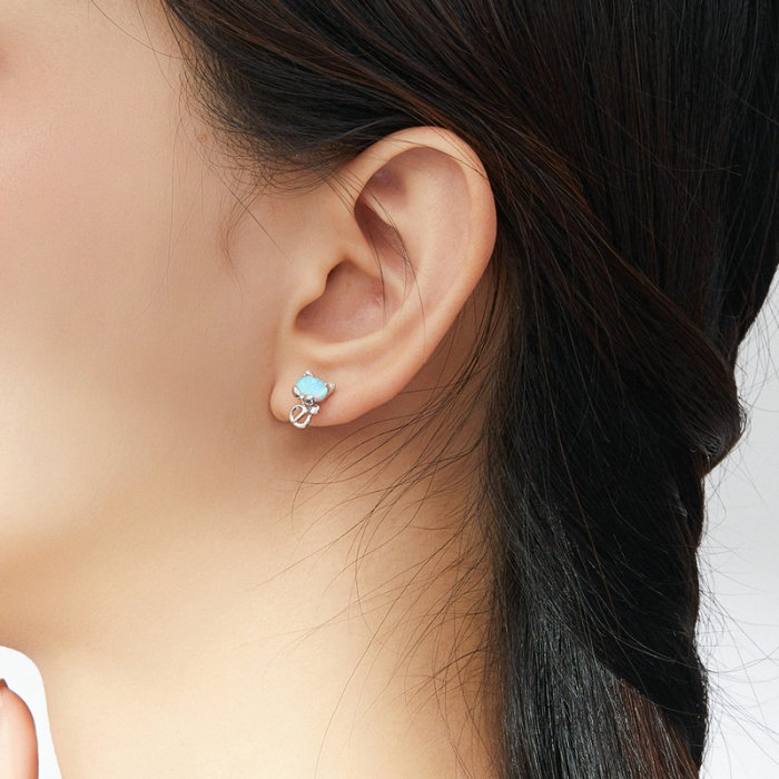 Cercei argint pisicute cu fundite placati cu rodiu [8]