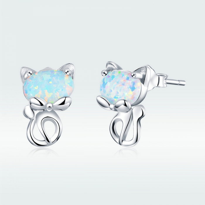 Cercei argint pisicute cu fundite placati cu rodiu [7]