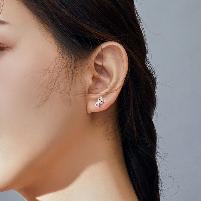 Cercei argint pisicute cu zirconii si inimioare [5]