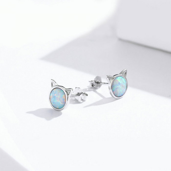 Cercei argint pisicute de opal [7]