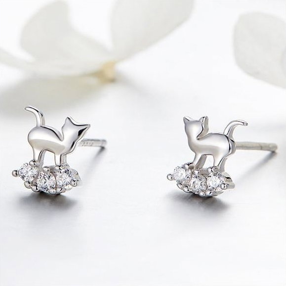 Cercei argint pisicute dragalase cu zirconii albe [4]