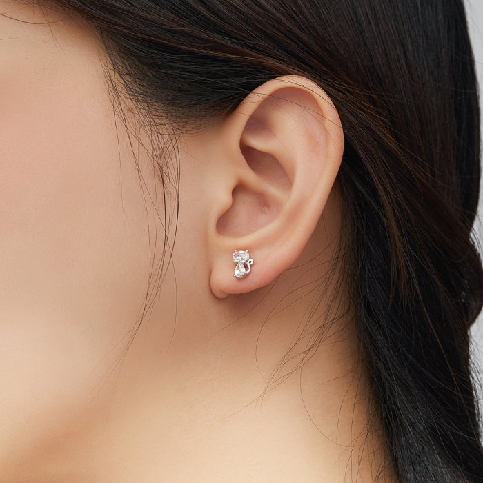 Cercei argint pisicute haioase placati cu rodiu [2]