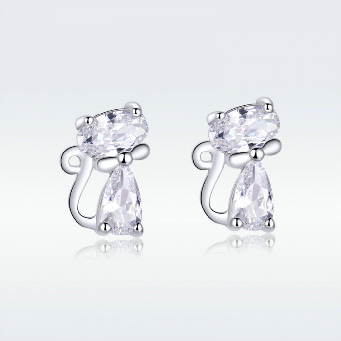 Cercei argint pisicute haioase placati cu rodiu [3]