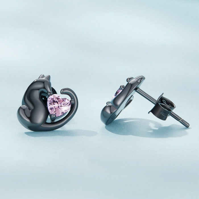 Cercei argint pisicute negre [4]