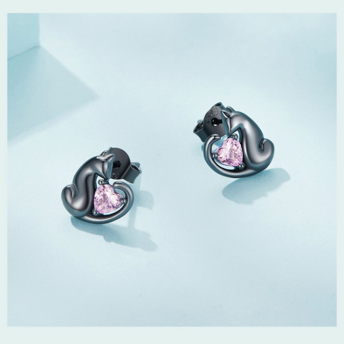 Cercei argint pisicute negre [9]