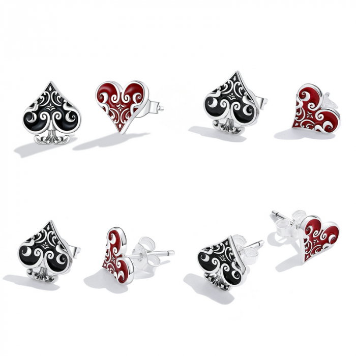 Cercei argint Poker Hearts [6]