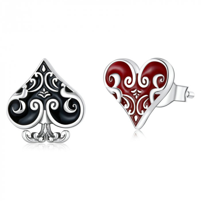 Cercei argint Poker Hearts [1]