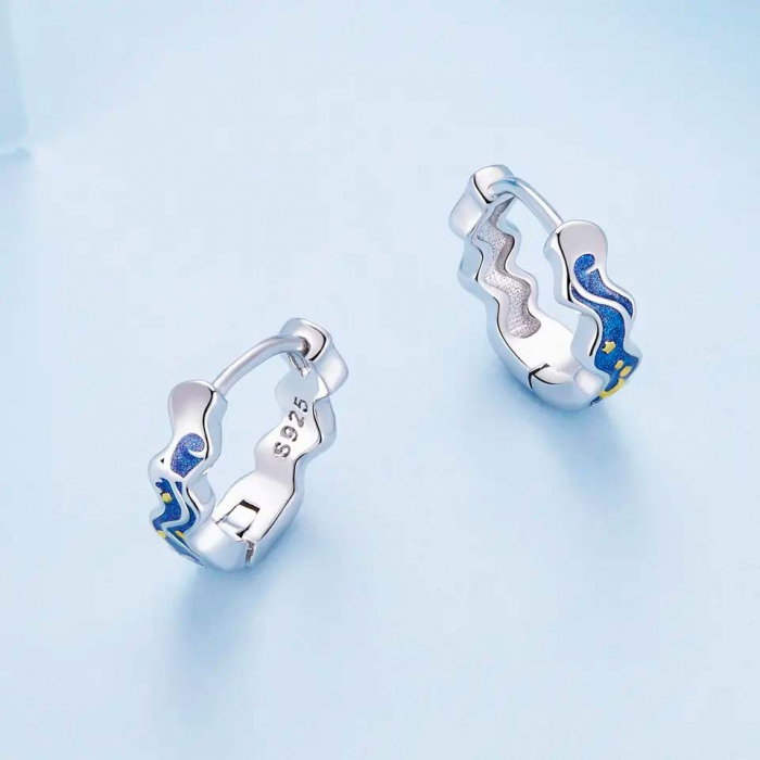 Cercei argint rotunzi cerul instelat van gogh [3]