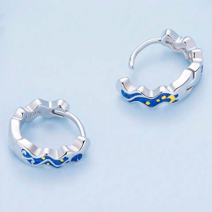 Cercei argint rotunzi cerul instelat van gogh [4]