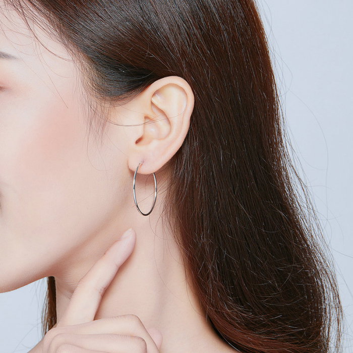 Cercei argint rotunzi cercuri medii de 3 cm [2]