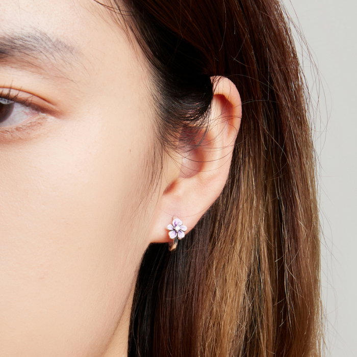 Cercei argint rotunzi cu flori [4]