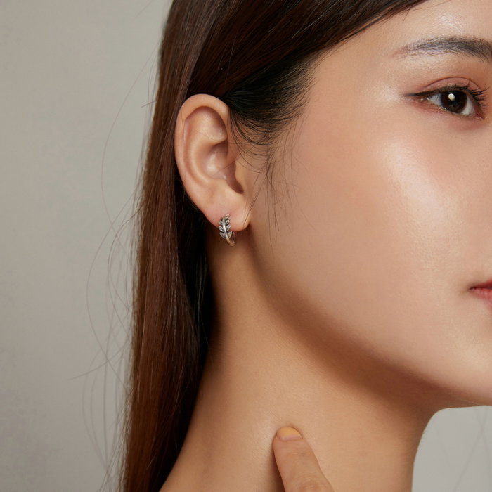 Cercei argint rotunzi cu frunze [8]