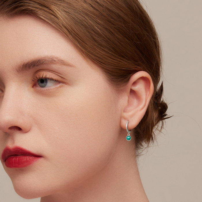 Cercei argint rotunzi cu malachit [7]